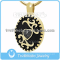 2016 Dubai Gold Joyería de Acero Inoxidable Dearest Memorial Colgante para Mascota Ceniza Esmalte Negro Jewelrt Cremación con Piedra Grande